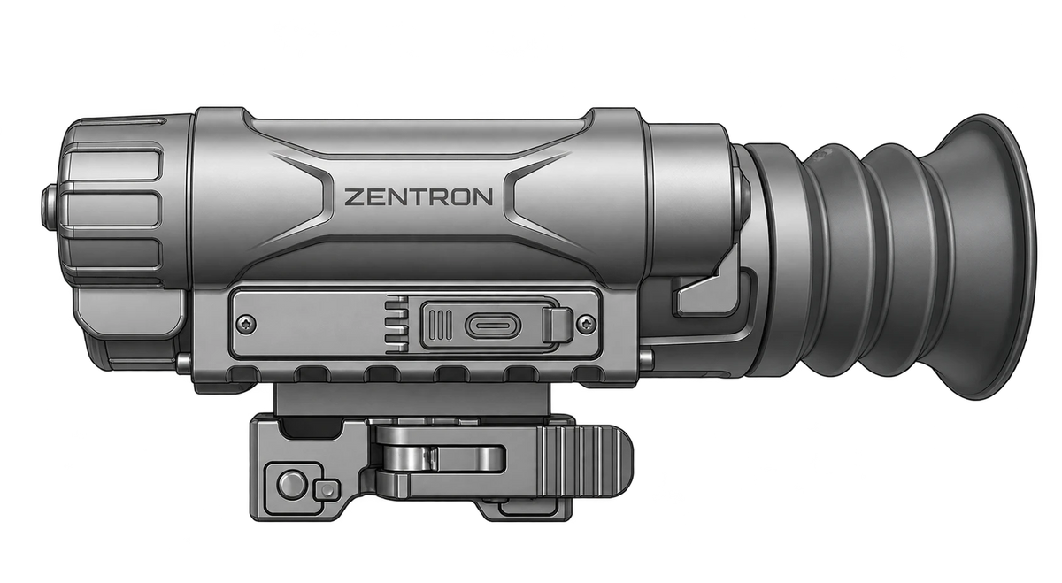 MEGA CQ25R + ZT-AC0215CQ + ZT-AC02, 1.5 in nominal optical center height. Illustration based on product photo.