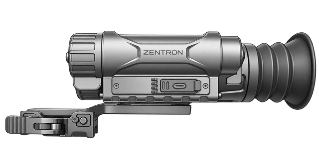 MEGA CQ25R + ZT-AC02CQ + ZT-AC02 rearward extension, 1.5 in nominal optical center height. Illustration based on product photo.